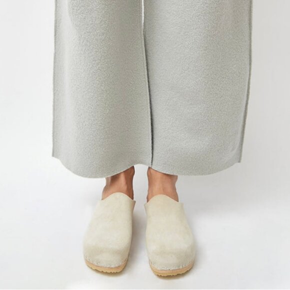 No. 6 Contour Suede Clog on Flat Base in Chalk White Suede - Picture 7 of 15